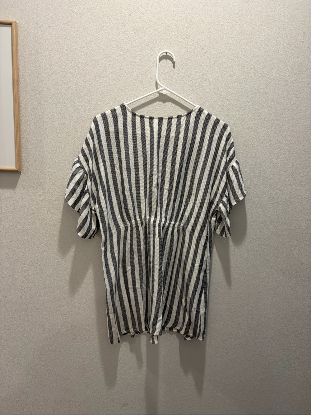 Striped Short Sleeve Peplum Maternity Tunic - Picture 3 of 3